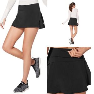 Lululemon Play Off the Pleats Black Tennis Skort Women's 12 Workout Shorts